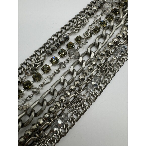 9 Multi Strand Magnetic Bracelet 7.25” x 1.75” Wide Crystal Link - Picture 4 of 6